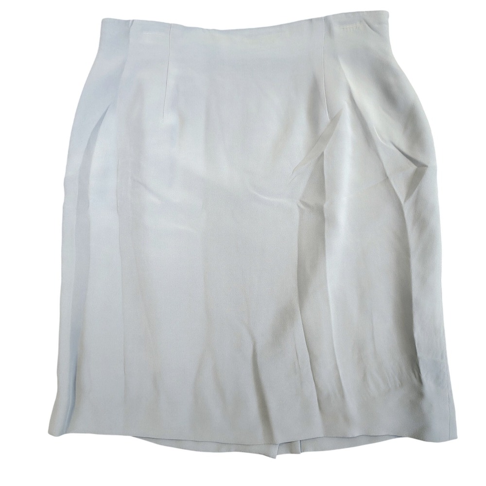 Rena Rowan Womens SZ 14 Silk Pencil Skirt Light Blue Minimalist Officecore